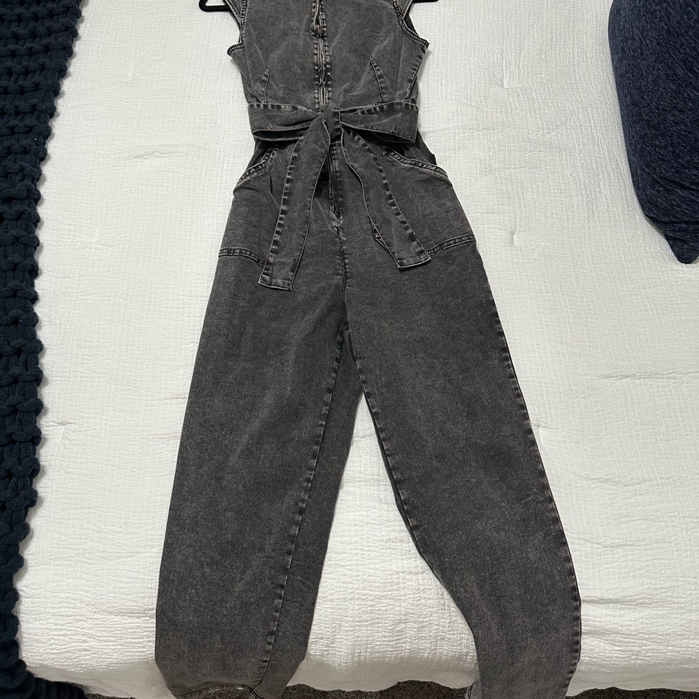 Skies Are Blue Charcoal Denim Overalls